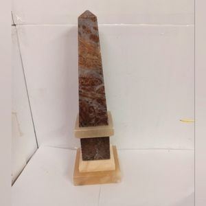Obelisk Marble Spain,  Brown Grey Swirl & Ivory 16" Vintage